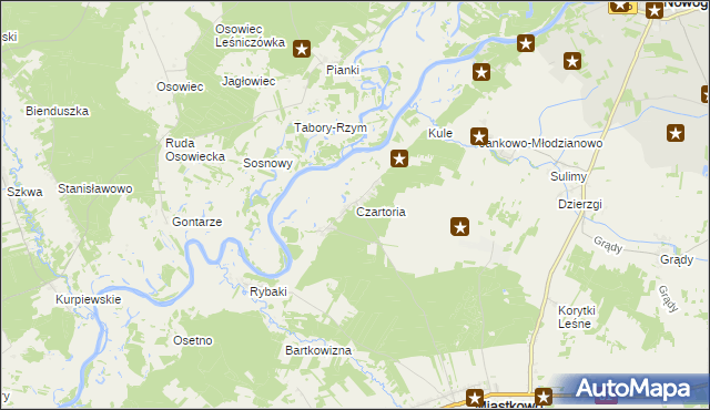 mapa Czartoria gmina Miastkowo, Czartoria gmina Miastkowo na mapie Targeo