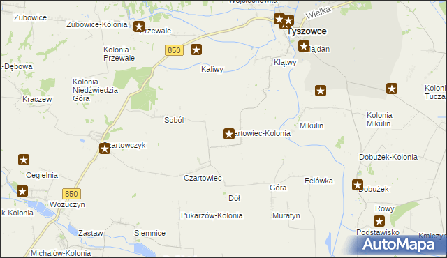 mapa Czartowiec-Kolonia, Czartowiec-Kolonia na mapie Targeo