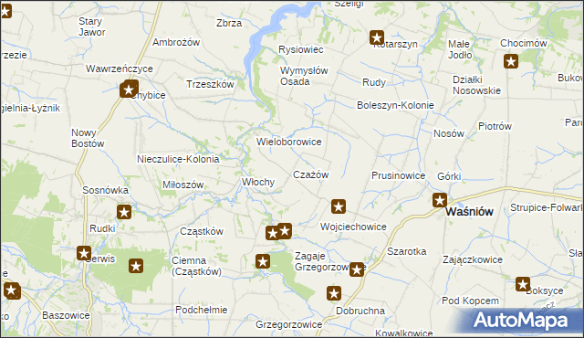 mapa Czażów, Czażów na mapie Targeo