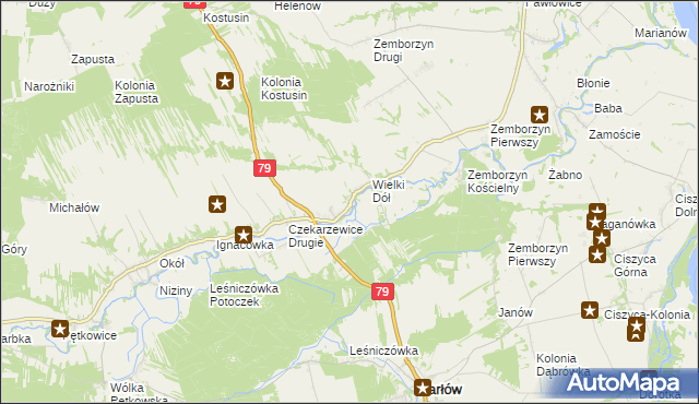 mapa Czekarzewice Pierwsze, Czekarzewice Pierwsze na mapie Targeo