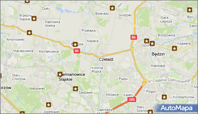 mapa Czeladź, Czeladź na mapie Targeo