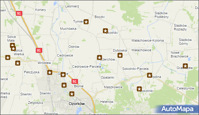 mapa Czerchów, Czerchów na mapie Targeo