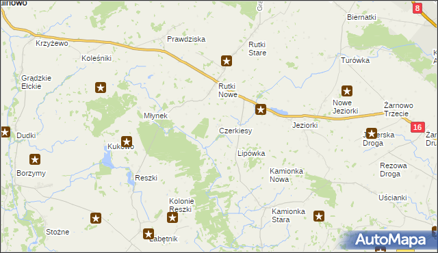 mapa Czerkiesy gmina Augustów, Czerkiesy gmina Augustów na mapie Targeo