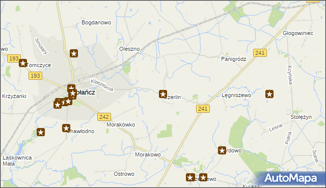 mapa Czerlin gmina Gołańcz, Czerlin gmina Gołańcz na mapie Targeo