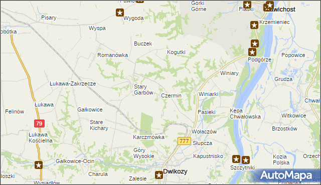 mapa Czermin gmina Dwikozy, Czermin gmina Dwikozy na mapie Targeo
