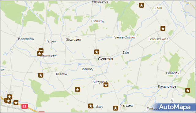 mapa Czermin powiat pleszewski, Czermin powiat pleszewski na mapie Targeo