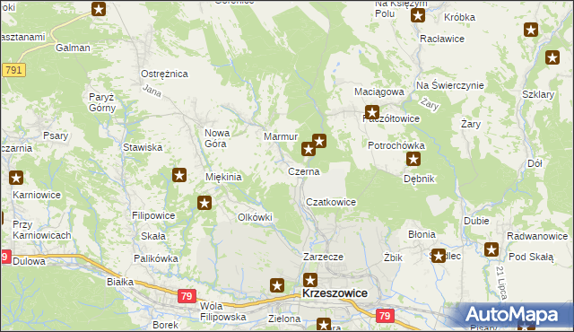 mapa Czerna gmina Krzeszowice, Czerna gmina Krzeszowice na mapie Targeo