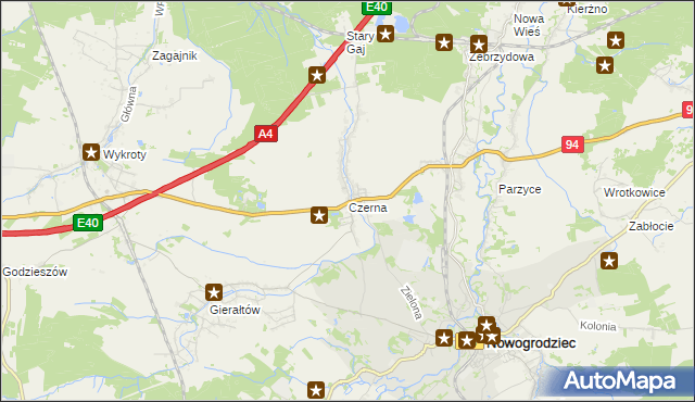 mapa Czerna gmina Nowogrodziec, Czerna gmina Nowogrodziec na mapie Targeo