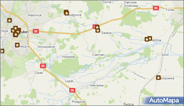 mapa Czerniec gmina Lubin, Czerniec gmina Lubin na mapie Targeo