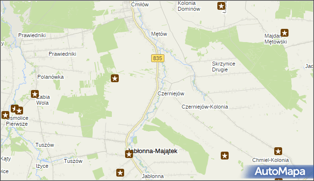 mapa Czerniejów gmina Jabłonna, Czerniejów gmina Jabłonna na mapie Targeo