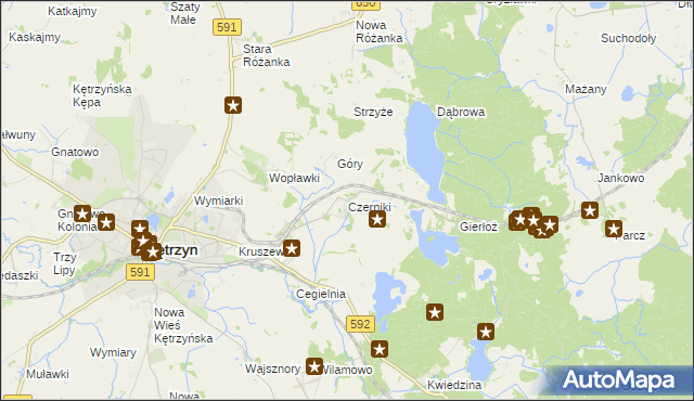 mapa Czerniki gmina Kętrzyn, Czerniki gmina Kętrzyn na mapie Targeo