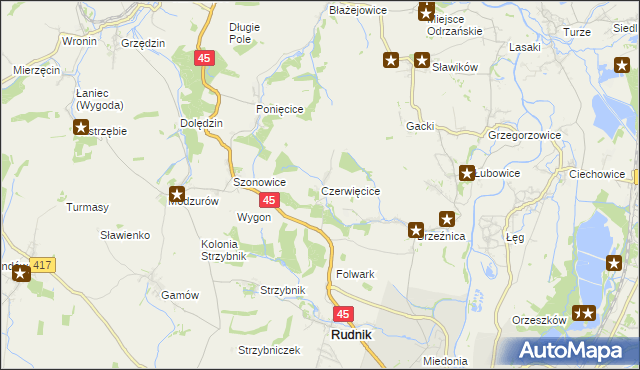 mapa Czerwięcice, Czerwięcice na mapie Targeo