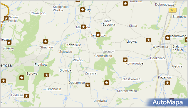 mapa Czerwieniec gmina Kondratowice, Czerwieniec gmina Kondratowice na mapie Targeo