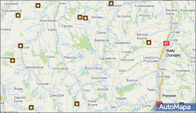 mapa Czerwienne, Czerwienne na mapie Targeo