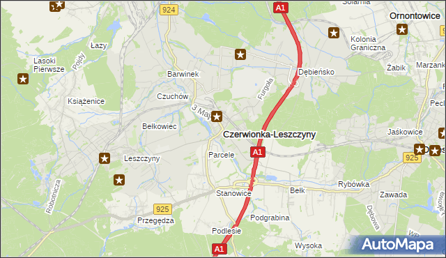 mapa Czerwionka-Leszczyny, Czerwionka-Leszczyny na mapie Targeo