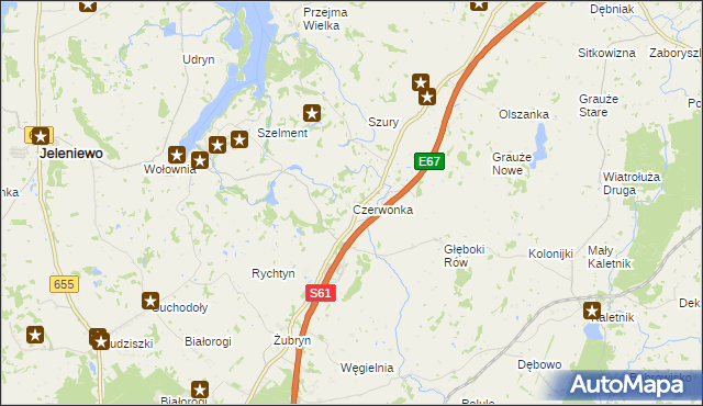 mapa Czerwonka gmina Szypliszki, Czerwonka gmina Szypliszki na mapie Targeo