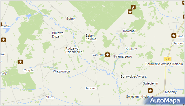 mapa Czerwonki gmina Radziłów, Czerwonki gmina Radziłów na mapie Targeo