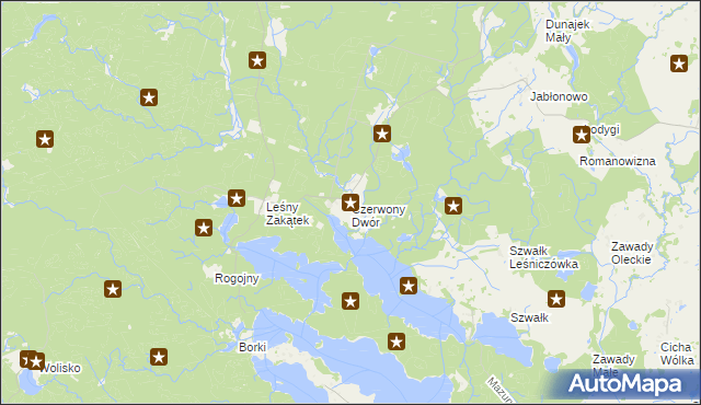 mapa Czerwony Dwór gmina Kowale Oleckie, Czerwony Dwór gmina Kowale Oleckie na mapie Targeo