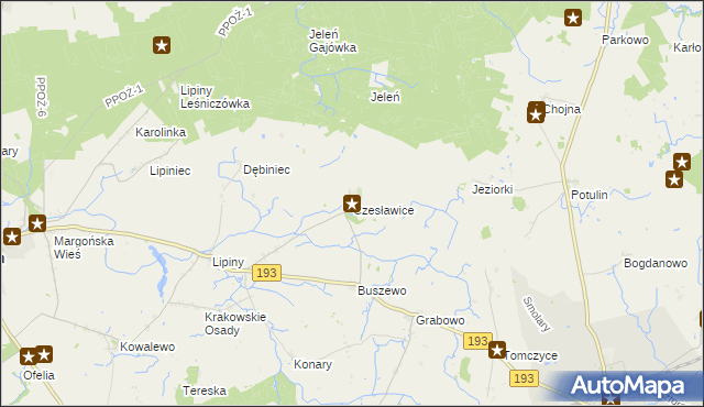 mapa Czesławice gmina Gołańcz, Czesławice gmina Gołańcz na mapie Targeo