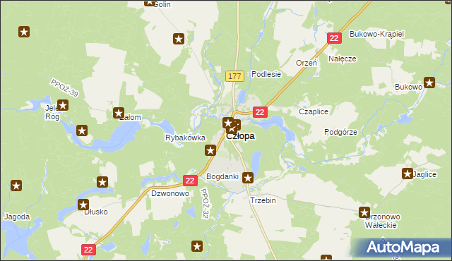 mapa Człopa, Człopa na mapie Targeo