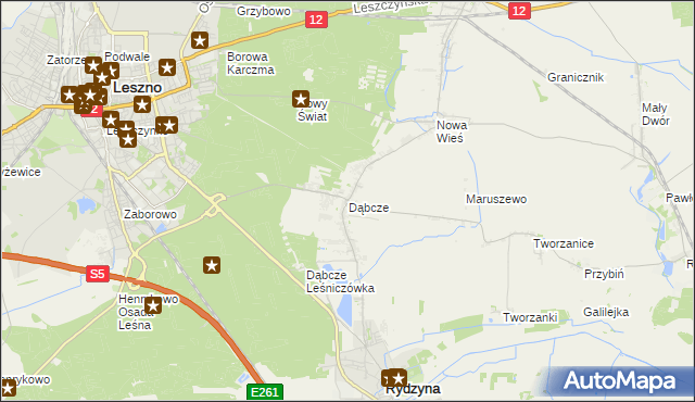 mapa Dąbcze, Dąbcze na mapie Targeo