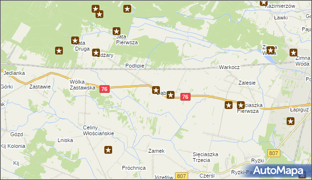 mapa Dąbie gmina Łuków, Dąbie gmina Łuków na mapie Targeo