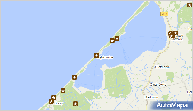 mapa Dąbkowice gmina Darłowo, Dąbkowice gmina Darłowo na mapie Targeo