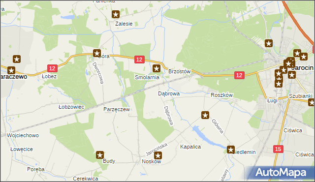 mapa Dąbrowa gmina Jarocin, Dąbrowa gmina Jarocin na mapie Targeo