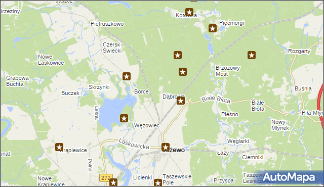 mapa Dąbrowa gmina Jeżewo, Dąbrowa gmina Jeżewo na mapie Targeo