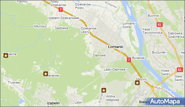 mapa Dąbrowa gmina Łomianki, Dąbrowa gmina Łomianki na mapie Targeo