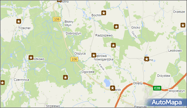 mapa Dąbrowa Nowogardzka, Dąbrowa Nowogardzka na mapie Targeo