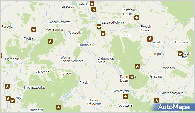 mapa Dąbrowica Mała, Dąbrowica Mała na mapie Targeo