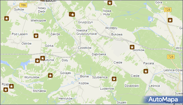 mapa Dąbrówka gmina Krasocin, Dąbrówka gmina Krasocin na mapie Targeo