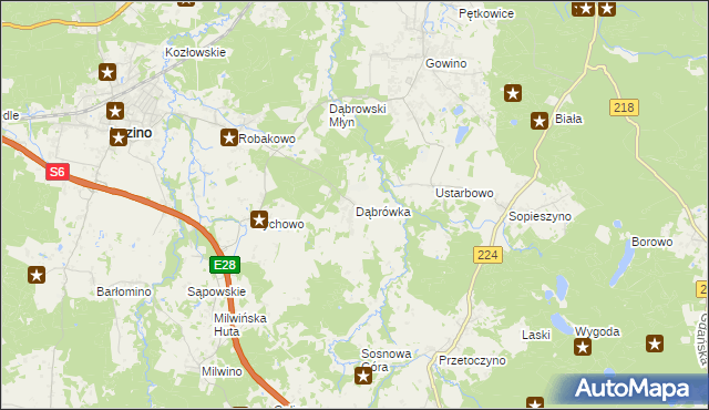 mapa Dąbrówka gmina Luzino, Dąbrówka gmina Luzino na mapie Targeo