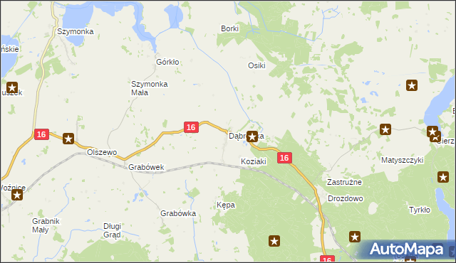 mapa Dąbrówka gmina Orzysz, Dąbrówka gmina Orzysz na mapie Targeo