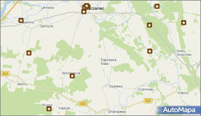 mapa Dąbrówka Mała gmina Szczaniec, Dąbrówka Mała gmina Szczaniec na mapie Targeo