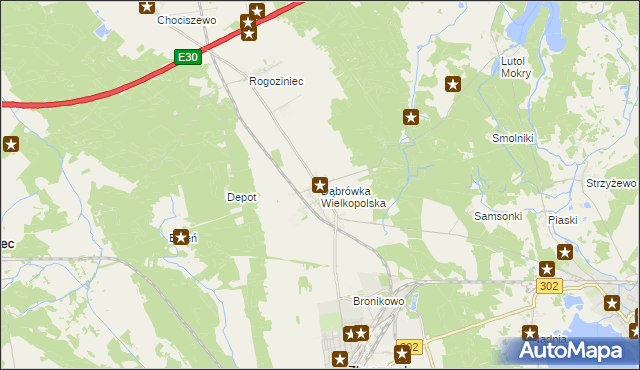 mapa Dąbrówka Wielkopolska, Dąbrówka Wielkopolska na mapie Targeo