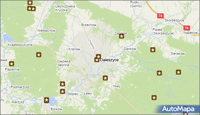 mapa Daleszyce, Daleszyce na mapie Targeo