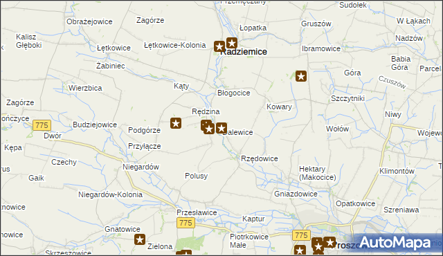 mapa Dalewice, Dalewice na mapie Targeo