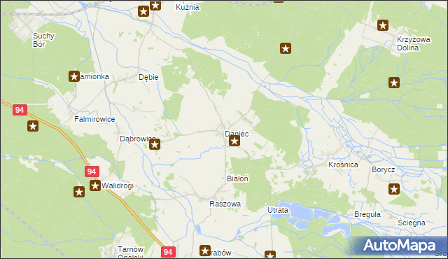 mapa Daniec, Daniec na mapie Targeo