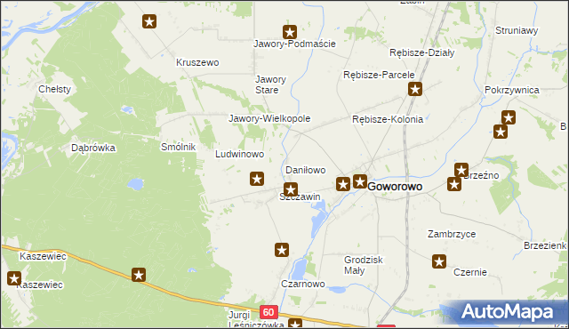mapa Daniłowo gmina Goworowo, Daniłowo gmina Goworowo na mapie Targeo