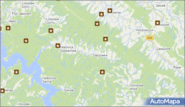 mapa Daszówka gmina Ustrzyki Dolne, Daszówka gmina Ustrzyki Dolne na mapie Targeo