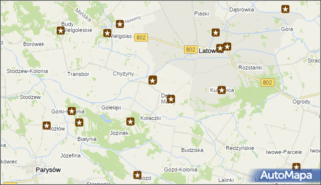 mapa Dębe Małe gmina Latowicz, Dębe Małe gmina Latowicz na mapie Targeo