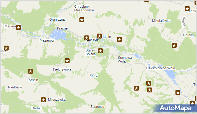 mapa Dębina gmina Dzierzkowice, Dębina gmina Dzierzkowice na mapie Targeo