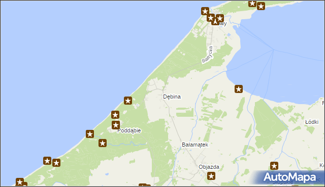 mapa Dębina gmina Ustka, Dębina gmina Ustka na mapie Targeo