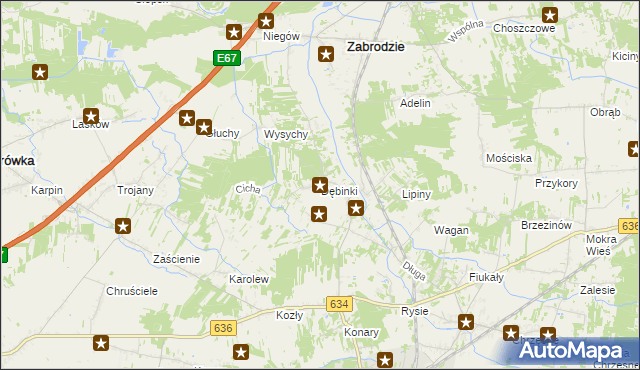 mapa Dębinki gmina Zabrodzie, Dębinki gmina Zabrodzie na mapie Targeo
