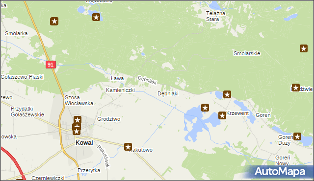 mapa Dębniaki gmina Kowal, Dębniaki gmina Kowal na mapie Targeo