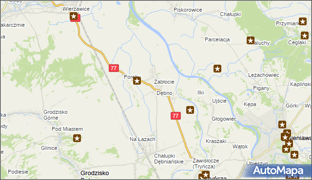 mapa Dębno gmina Leżajsk, Dębno gmina Leżajsk na mapie Targeo