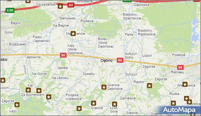 mapa Dębno powiat brzeski, Dębno powiat brzeski na mapie Targeo