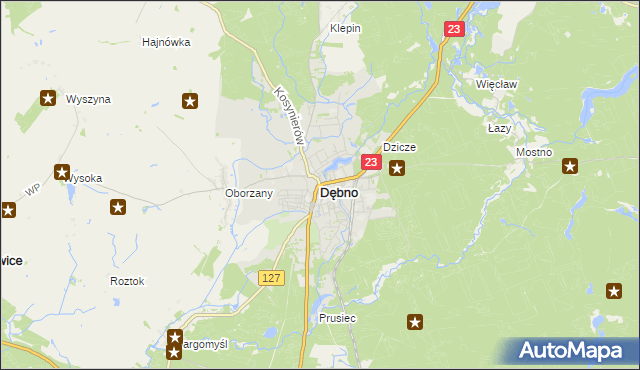 mapa Dębno powiat myśliborski, Dębno powiat myśliborski na mapie Targeo